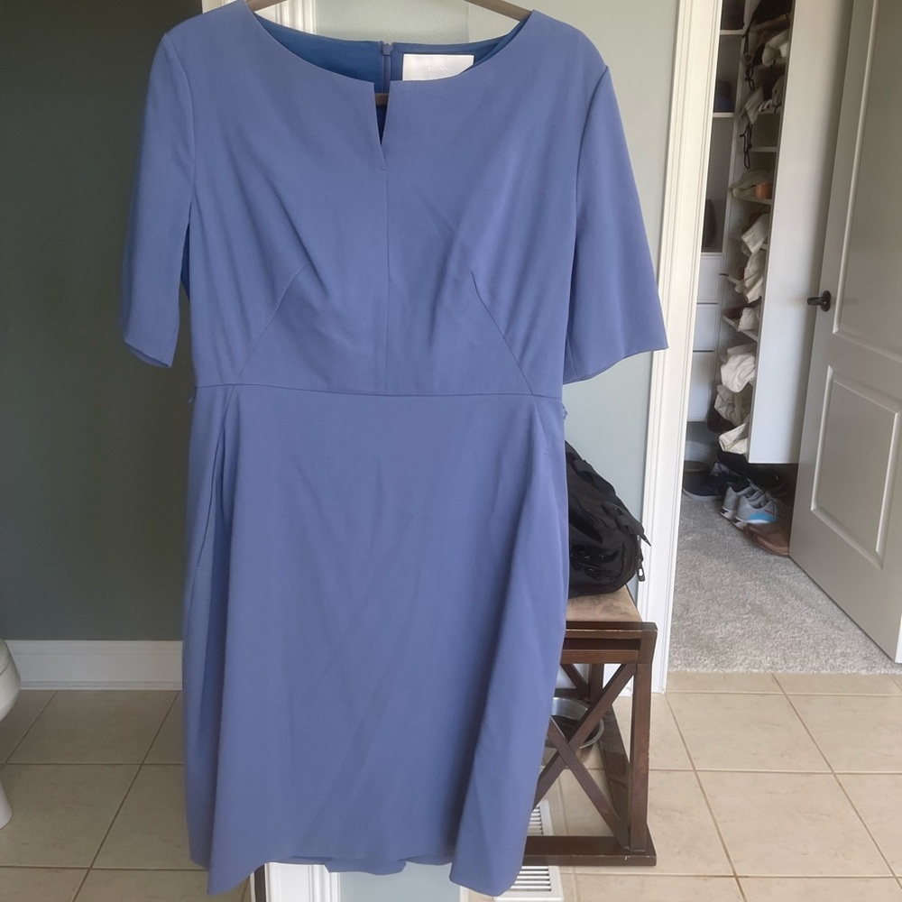 Structured Boss cotton dress; knee length